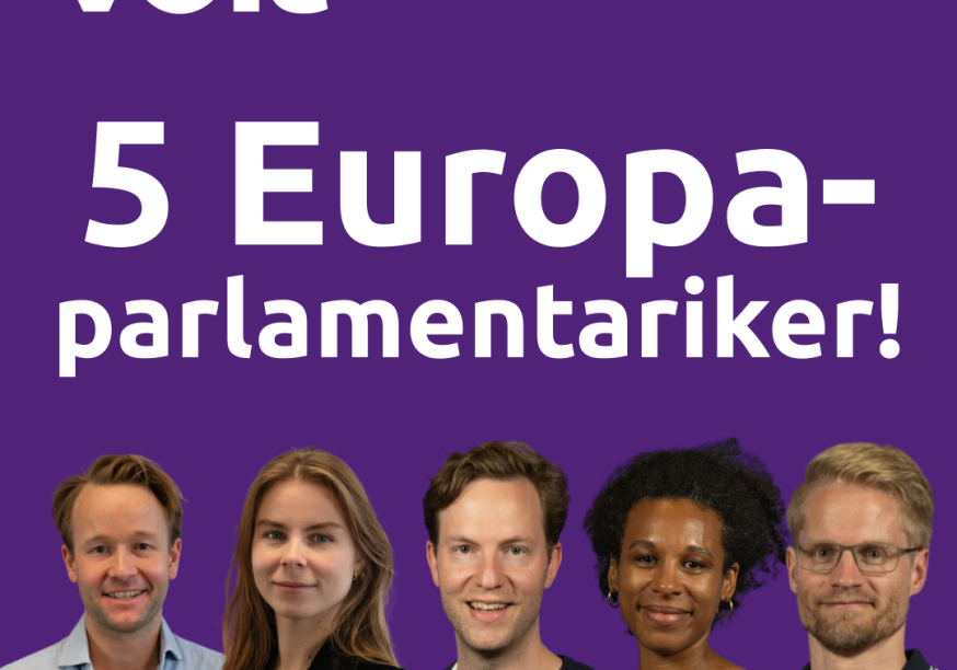 En bild med våra fem valda Europaparlamentariker