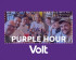 A graphic with a purple background and the white Volt logo, framing a photo of people at a cafe with the text 