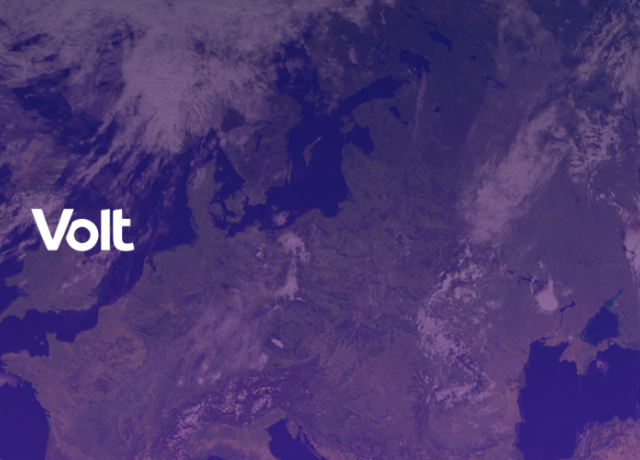 Article banner image depicting a map of Europe, with a purple tint and the Volt logo