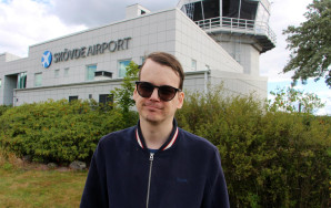 Portrait of Rickard Wahlander with Skövde Airport backdrop