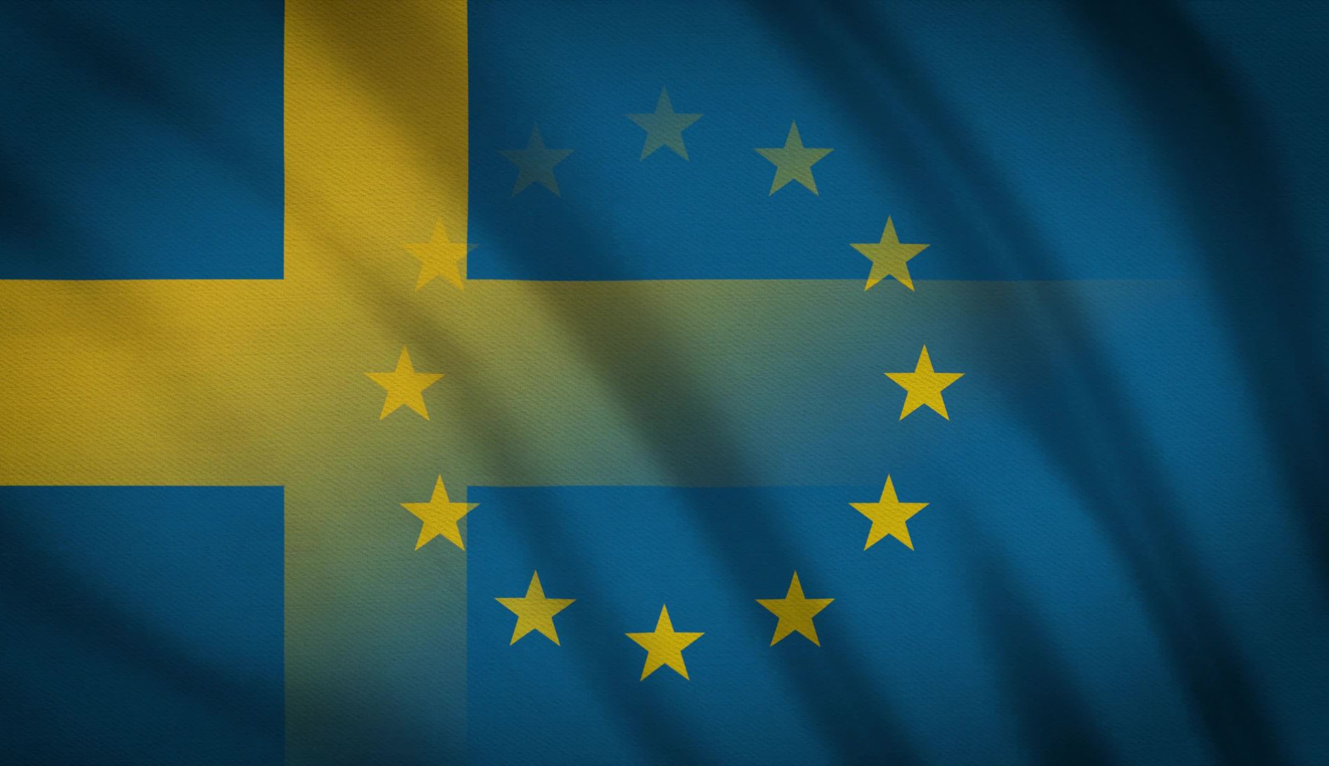 Stock photo of the Swedish flag merged into the EU flag
