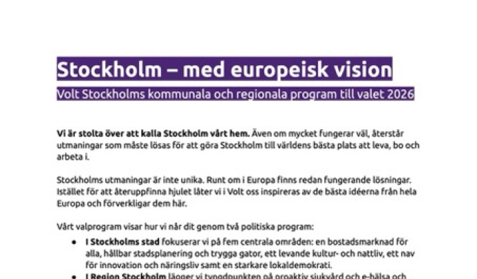 Volt Stockholm Valprogram 2026