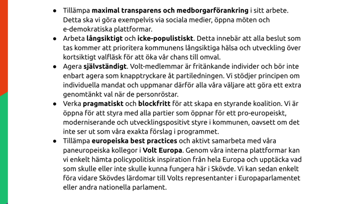 Förstasidan av Volt Skövdes valprogram