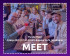 Seven people at restaurant table with text 